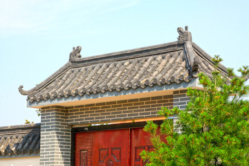 traditional Chinese style grey tiled roof