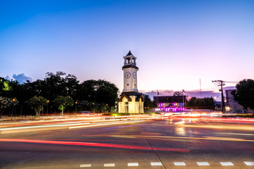 Fototapeta na wymiar Nakorn Lampang Clock Tower with twilight sky