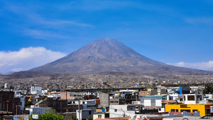 View of El Misti volcano from the Mirador de Yanahuara, Arequipa, Peru