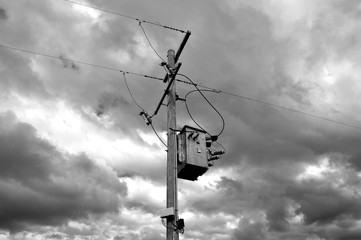 Country Power Pole in Black and White