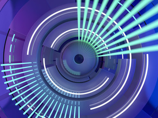 Abstract dark technical background or glass eye. 3D