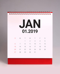 Simple desk calendar 2019 - January