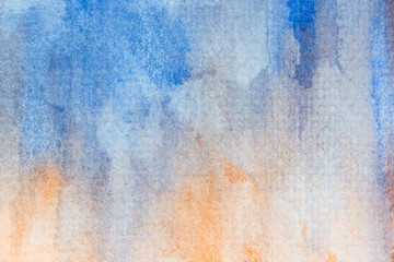 abstract blue and orange watercolor background. art hand paint