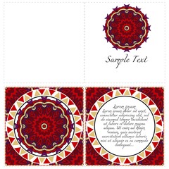 Cards or Invitations set with mandala design . The front and rear side. Vector illustration.