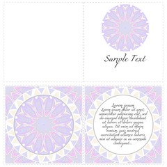 Naklejka premium Cards or Invitations set with mandala design . The front and rear side. Vector illustration.