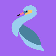 whistling heron , stylized vector illustration, profile