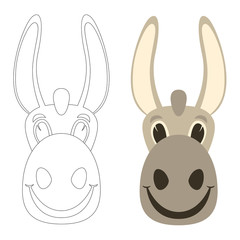 donkey cartoon face.flat style.front view