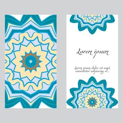 Templates for greeting and business cards. Vector illustration. Oriental pattern with. Mandala. Wedding invitation