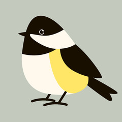 tit bird ,flat style ,profile  view