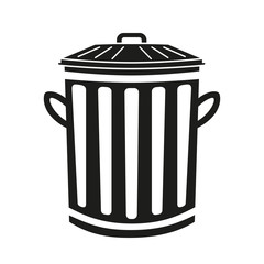 Black and white street trash bin silhouette