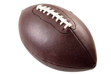 American football and US sports concept with a generic leather ball without any brands on it and...