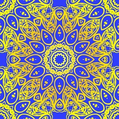 Floral Geometric Pattern with hand-drawing seamless. illustration. For fabric, textile, bandana, pillowcarpet print.