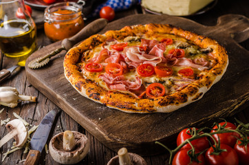 Rustic old style vintage pizza