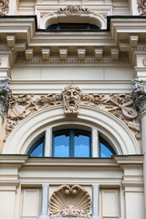 Juliusz Slowacki Theatre, details of facade, Krakow, Poland