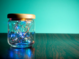 Fairy lights in dozen glass