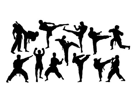 Martial Art Competition Silhouettes, art vector design