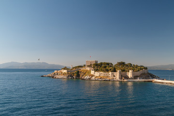 Fototapeta na wymiar Port and medieval fortress in Kusadasi, Turkey