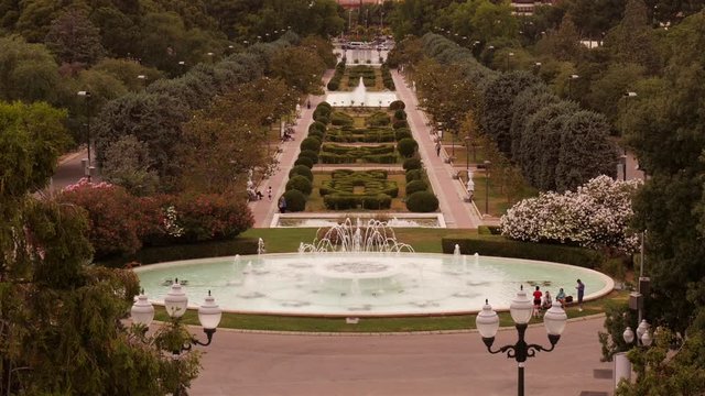Fuente de Colores - Parque Grande in  Zaragoza, Aragon, Spain  - wide&ndash; from above