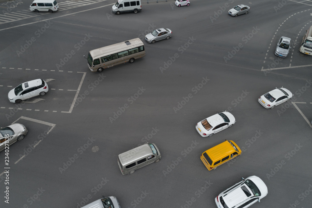 Wall mural Aerial view on intersection