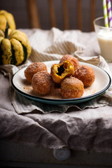 nutella stuffed pumpkin churro bites.