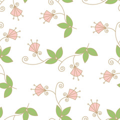 Hand-painted Trendy Seamless Floral Pattern. Vector Illustration of decorative floral design for wedding invitations and greeting cards.