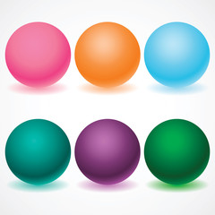Set of multicolored spheres Balls, Pills, Capsules, Glass with shadows on a white background