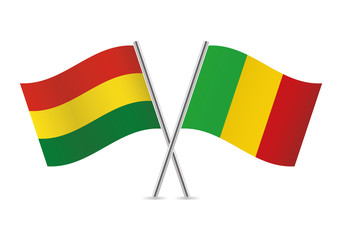 Bolivia and Mali flags. Vector illustration.