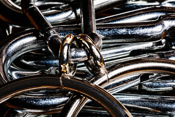 Macro images of Stainless Steel Carabiner Clips and Rings.