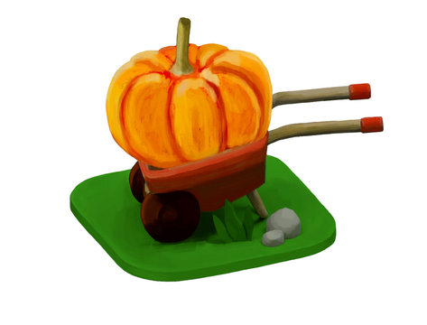 pumpkin in a wheelbarrow illustration