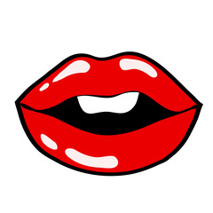 Red cartoon woman lips for your design, stock vector illustration