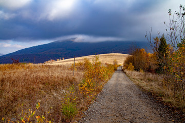 Fototapeta na wymiar Landscape of autumnal peaks of the Carpathians.