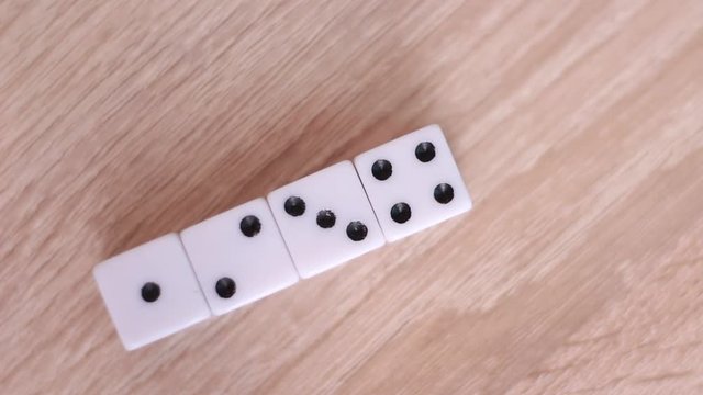 Line of dice from one to six