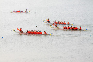 dragon boat race scene in Chinese traditional Dragon Boat Festival
