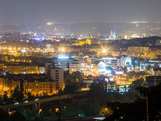 Fototapeta na wymiar View of night Prague from the top