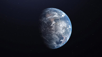 Ultra Realistic Earth from Space 3d illustration