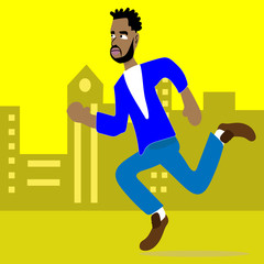 Fototapeta premium hurry up running young color business man in town
