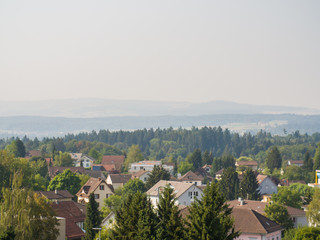 Swiss rural landscapes near Zurich. Neiderrohrdorf city. Switzerland.