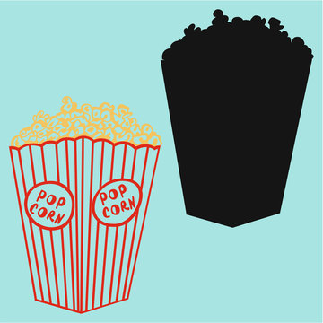 recommend clip art: set cinema popcorn vector silhouette