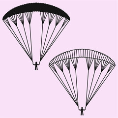 Paragliding sport vector silhouette isolated