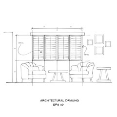 Architectural Sketch on White Background : Vector Illustration