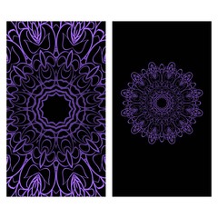 Card template with floral mandala pattern. Business card for fitness center, sport emblem, meditation class. Vector illustration.