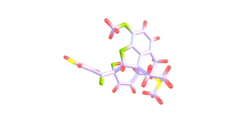 Fototapeta na wymiar Nicocodeine molecular structure isolated on white