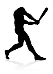 Baseball player in sports pose detailed silhouette