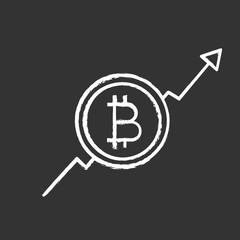 Bitcoin market growth chart chalk icon