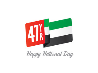 UAE 47th National Day Logo with Flag, Vector typographic emblems & badge with white Background