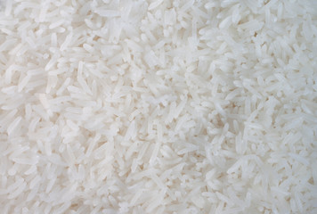 Top view of white Cooked rice ready to eat.
