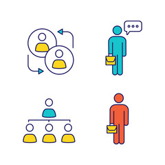 Business management color icons set