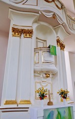 Kanzelaltar, Pfarrkirche, Lohmen, Sachsen