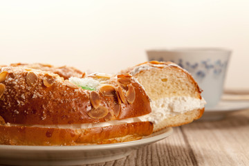 Spanish typical dessert of epiphany close-up