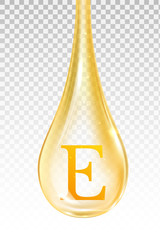 Drop oil, vitamin E. Isolated vector illustration - obrazy, fototapety, plakaty